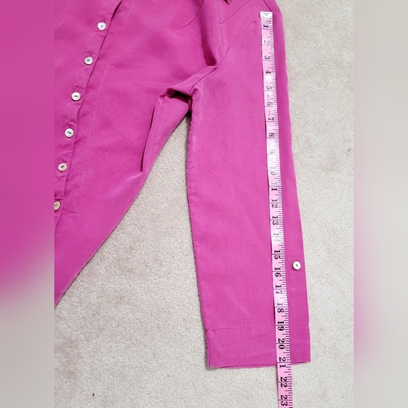 Soft Surroundings Pink Asymmetrical Button Tunic Top Woman's XS Tencel Lyocell - Picture 9 of 12